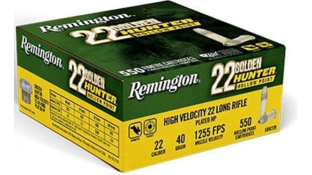 Remington Golden Hunter Rimfire Ammunition .22LR 40gr HP 1255 fps 550/ct