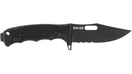 SOG SEAL FX Clip Point Knife 4.30" Blade Partially Serrated Black