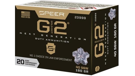 Speer Gold Dot Handgun Ammunition 40 S&W 180gr G2 1015 fps 20/ct
