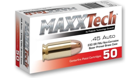 Maxxtech Brass Casefire Handgun Ammunition .45 ACP 230 gr FMJ 50/ct