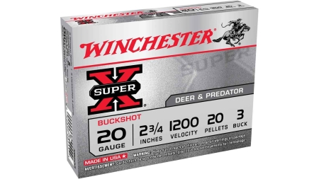 Winchester Super X Buckshot Shotshells 20 ga 2-3/4" 1200 fps #3 15/ct