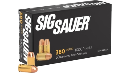 Sig Elite Performance Handgun Ammunition .380 ACP 100 gr FMJ 910 fps 50/ct