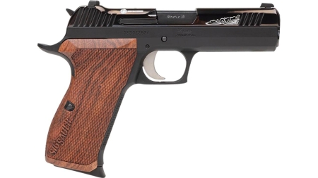Sig Sauer P210 Carry Handgun 9mm Luger 8rd Magazines (3) 4.1" Barrel Black with Engraved Rosewood Grips