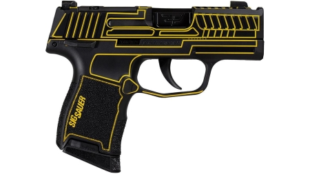 Sig Sauer P365 "Outlander Yellow Laser" Handgun 9mm Luger 10rd Magazines(2) 3.1" Black Barrel X-RAY 3 Sights Manual Safety