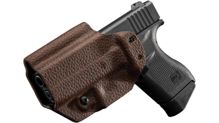 Mission First Tactical Leather Hybrid IWB/OWB Holster for Glock 43/43x Brown Ambi
