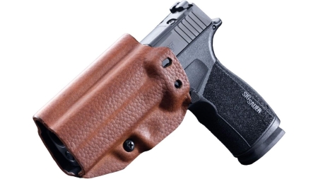 Mission First Tactical Leather Hybrid IWB/OWB Holster for Sig Sauer P365-XMacro Brown Ambi