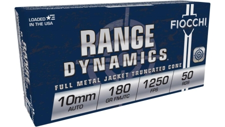 Fiocchi Handgun Ammunition 10mm Auto 180gr FMJTC 1250 fps 50/ct