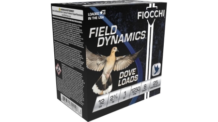 Fiocchi Field Dynamics Dove & Quail Shotshells 12ga 2-3/4" 1oz 1250 fps #8 25/ct