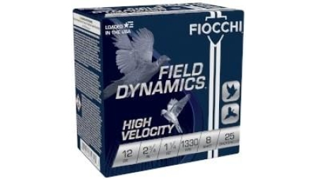 Fiocchi High Velocity Shotshells 12ga 2-3/4 1-1/4oz 1330 fps #8 25/ct
