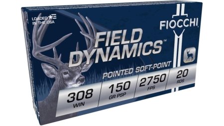 Fiocchi Field Dynamics Rifle Ammunition .308 Win 150 gr PSP 2750 fps 20/ct