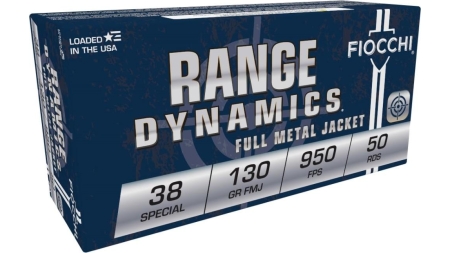 Fiocchi Pistol Shooting Dynamics Handgun Ammunition .38 Spl 130 gr FMJ 950 fps 50/box