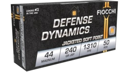 Fiocchi Pistol Shooting Dynamics Handgun Ammunition .44 Mag 240 gr JSP 1310 fps 50/ct