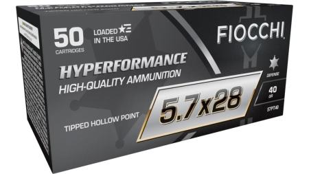 Fiocchi Hyperformance Defense Handgun Ammunition 5.7x28mm 40gr PT 1750 fps 50/ct