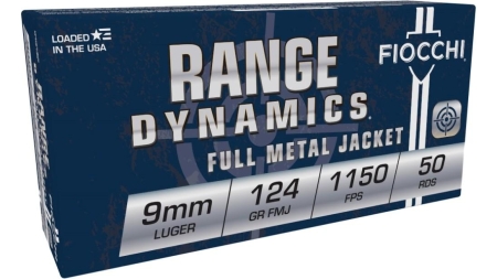 Fiocchi Pistol Shooting Dynamics Handgun Ammunition 9mm Luger 124 gr FMJ 1180 fps 50/ct