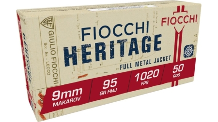 Fiocchi Pistol Shooting Dynamics Handgun Ammunition 9mm Makarov 95 gr FMJ 1020 fps 50/box