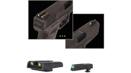 Truglo TFO Tritium/Fiber-Optic Day/Night Sights Fits Glock 20 21 25 28 29 30 31 32 37 40 and 41- Front Green/Rear Yellow