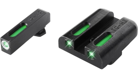 Truglo TFX Tritium/Fiber-Optic Day/Night Sights Fits GLOCK 17 / 17L 19 22 23 24 26 27 33 34 35 38 AND 39 - White Outline Front/Rear Green