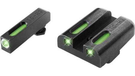 Truglo TFX Tritium/Fiber Optic Day/Night Sights Fits Glock 20 21 25 28 29 30 31 32 37 40 and 41 - White Outline Front/Rear Green