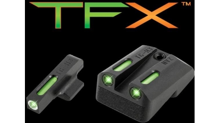 Truglo TFX Tritium/Fiber-Optic Day/Night Sights Fits Novak LoMount cut .270 Front / .500 Rear (1911 3_ Officers & 4.25_ Commander 9mm / .40S&W) - Whit