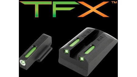 Truglo TFX Tritium/Fiber-Optic Day/Night Sights Fits Ruger SR9 / SR9C SR40 / SR40C SR45 - White Outline Front/Rear Green