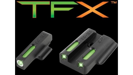Truglo TFX Tritium/Fiber-Optic Day/Night Sights Fits Ruger LC9 / 9s / 380 - White Outline Front/Rear Green
