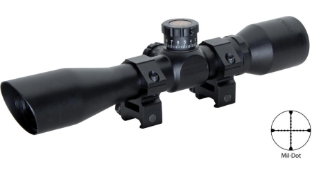 Truglo Tru-Brite Extreme Compact Tactical Rifle Scope with Rings - 4x32mm Mil-Dot 4" Matte