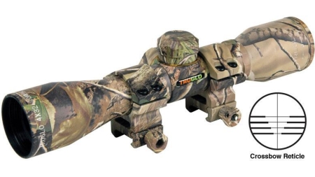 Truglo 4x32mm Compact Crossbow Scope with Weaver Style Rings - Crossbow Reticle Camo