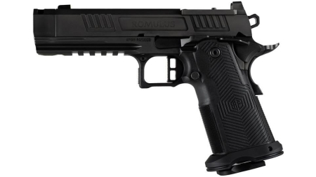 Alpha Foxtrot AF1911-Romulus MOS Adapter Handgun 9mm Luger 10rd Magazines(2) 4.25" Comp Bull Barrel DLC Black