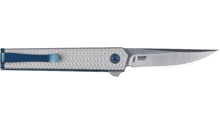 CRKT CEO Microflipper Folding Knife 2-3/8" Drop Point Blade Silver and Blue