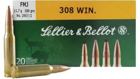 Sellier & Bellot Rifle Ammunition .308 Win 180 gr FMJ  - 20/box