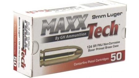 MAXX TECH 9MM 124 GRAIN FMJ 50RD BX 10 BXS PER CASE