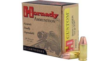 HORNADY CUSTOM 9MM 124GR JHP 25RD BX 250RD CASE