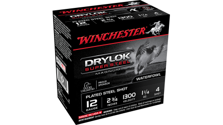 WINCHESTER DRYLOK STL MAG 12G 2-3/4' #4 1-1/4OZ 25RDS