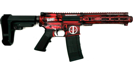ZEUS ARMS AETHER DEADPOOL 5.56 PISTOL 7.5" RED/BLK SBA3 BRACE 1-30RD MAG