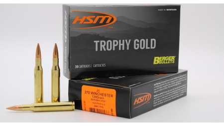 HSM AMMUNITION 270 WIN 130GR BERGER HNT 20RD BOX 20 BOXES PER CASE