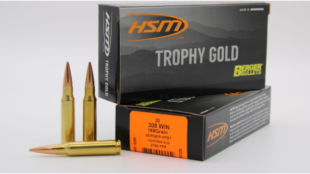 HSM AMMUNITION 308 WIN 168GR BERGER HNT VLD 20RD BOX 25 BOXES PER CASE