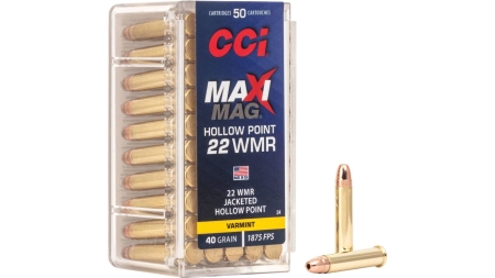 CCI 22 WMR  MAXI MAG 40GR JHP          * 50 RD/BX 40 BX/CS