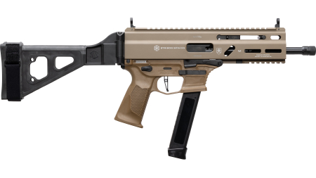 GRAND POWER STRIBOG SP9A3G 9MM PISTOL 8" BARREL THREADED RLR DELAYED GLOCK PATTERN MAG W/ BRACE FDE