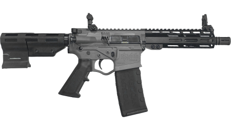 ATI ALPHA MAXX 5.56 PISTOL 7.5" BBL 7" HG, SNIPER GREY, PARBRACE, FLIP UPS, 1-30RD