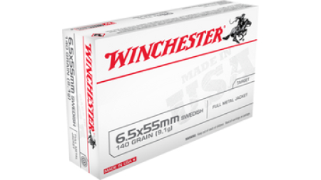 Winchester 6.5x55mm Swedish Ammunition Target USA6555 140 Grain Full Metal Jacket 20 Rounds