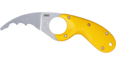 CRKT BEAR CLAW 2.39" YELLOW W/ - VEFF SERRATIONS BELT CLIP