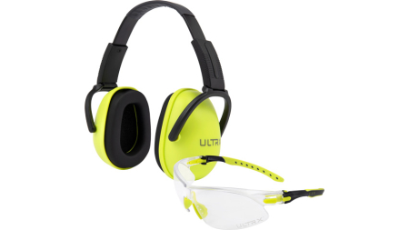 ULTRX BLOCKER EAR & EYE COMBO - YOUTH LIME MUFF/CLEAR EYES