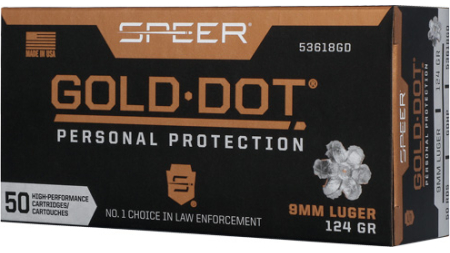 SPEER GOLD DOT 9MM LUGER - 124GR GDHP 50RD 10BX/CS