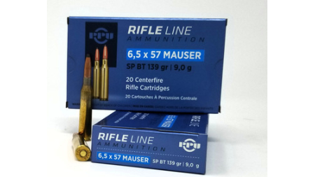 Prvi 6.5 x 57 Mauser Ammunition PP6M 139 Grain Soft Point Boat Tail 20 Rounds