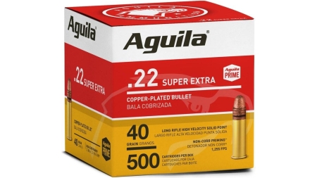 Aguila Super Extra High Velocity Rifle Ammunition .22 LR 40 gr. CPSP 1255 fps 500/ct