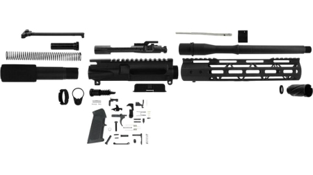 TacFire 10.5" Unassembled AR 300 Blackout Pistol Build Kit with Lower Parts Kit