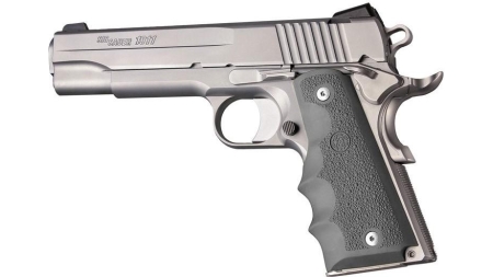 Hogue 1911 Gov't Rubber Handgun Grips with Finger Grooves Slate Grey