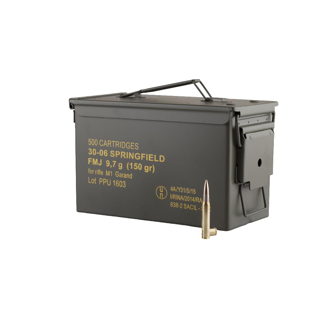 PPU Rifle MC Garand Ammunition .30-06 Springfield 150 gr FMJ 2745 fps 500/ct