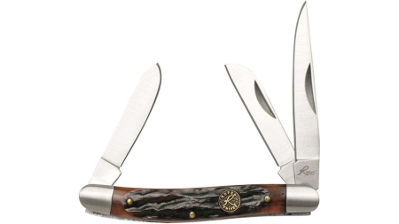 Roper Knives Stockman Chaparral Series Pocket Knife 3 Blades 2-1/2" Brown Bone