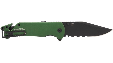 SOG Knives Escape 2.0 Folding Knife 3-2/5" Semi Serrated Clip Point Blade OD Green Blister
